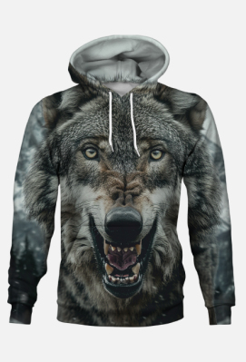 Bluza z Kapturem FullPrint - Wilk (09) - Creative Print Magic