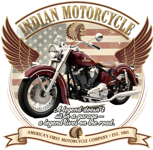 Koszulka Indian Motorcycle – Ride Hard. Live Free. | Dark Biker Style - nadruk