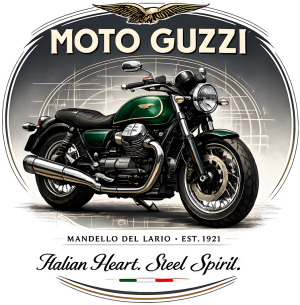 Bluza Moto Guzzi Italian Heart Steel Spirit – Mandello del Lario 1921, motocykl włoski, biker - nadruk