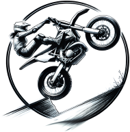 Koszulka męska - Dynamiczna grafika stunt motocross – ekstremalny popis motocyklisty w monochromatycznym stylu