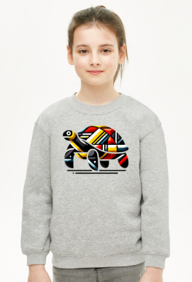 Bluza Dla Dziewczynki - Geometryczny żółw w kalejdoskopie barw - unikalna grafika nowoczesna - Sojsports