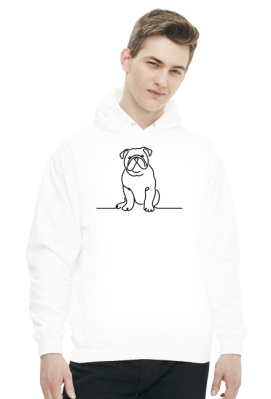 Bluza Męska z Kapturem - Minimalistyczny rysunek Buldoga Angielskiego - Sojsports