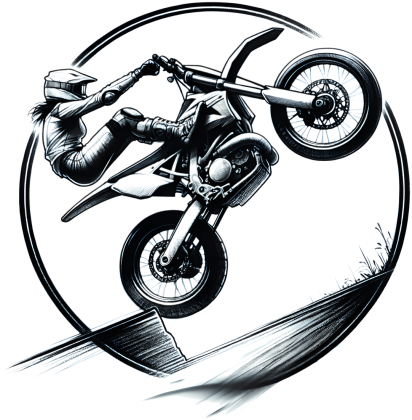 Bluza Męska Klasyczna - Dynamiczna grafika stunt motocross – ekstremalny popis motocyklisty w monochromatycznym stylu
