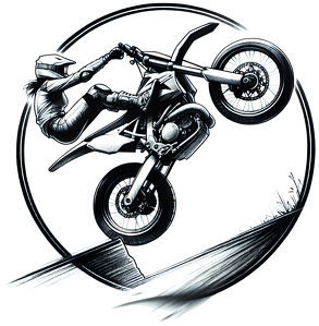 KLASYCZNY KUBEK - Dynamiczna grafika stunt motocross – ekstremalny popis motocyklisty w monochromatycznym stylu