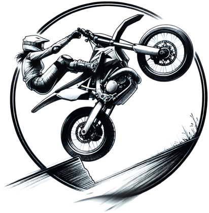 Koszulka Męska ECO - Dynamiczna grafika stunt motocross – ekstremalny popis motocyklisty w monochromatycznym stylu