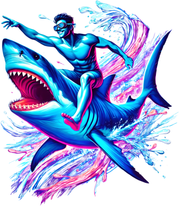 Bluza Dla Chłopca "Surfing na Rekinie: Przygoda w Neonowych Falach"
