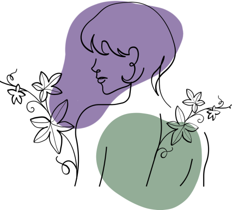 lineart woman flowers