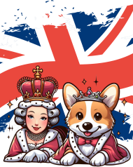 corgi z królową Anglii