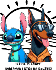 Patrol plażowy:  Doberman i Stich na służbie!