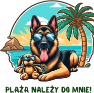 Owczarek niemiecki Plaża należy do mnie!