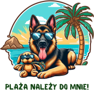 Owczarek niemiecki Plaża należy do mnie!