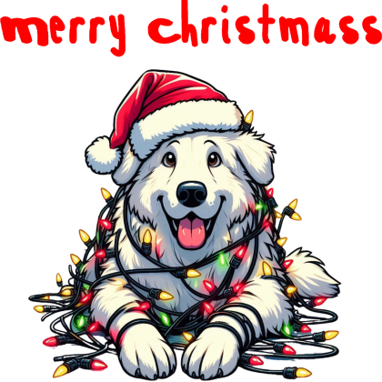Merry christmas biały owczarek szwajcarski boss