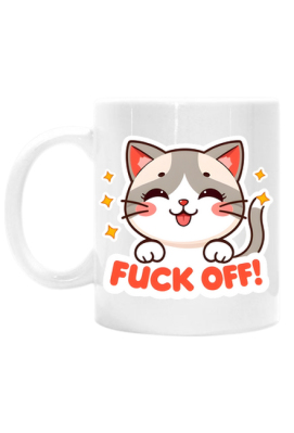 Fuck off kawaii kot - kubek - MarshmellowJoy