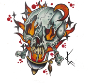 Koszulka Płonąca wampirza czaszka, T-shirt Flaming vampire skull