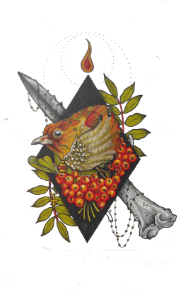 Bluza Słowik na jarzębinie, Blouse Nightingale on the rowan tree