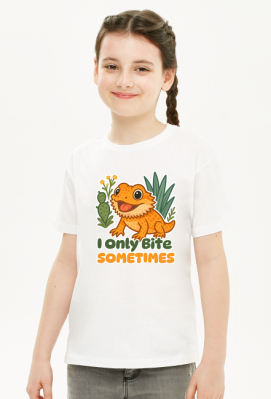 Dziewczęca Koszulka Chibi Agama – dla dzieci "I Only Bite Somesimes" - nagashART