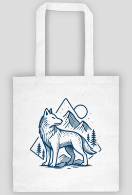 Torba na zakupy Wilk i Góry -  Minimalistyczna Grafika Natury - MkreativeStore