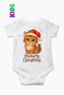 Body niemowlęce Kot świąteczny „Meowry Christmas” - MkreativeStore