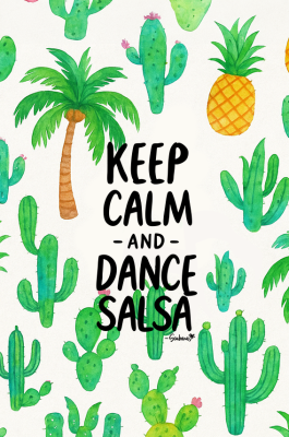 Bluza z kapturem – „Keep Calm and Dance Salsa” - Kaktusy i Palma - nadruk
