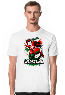 Biała koszulka męska – Syrenka Warszawska - Warszawscy Fanatycy 