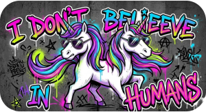 Koszulka "Rebel Unicorn" – I DON'T BELIEVE IN HUMANS - nadruk