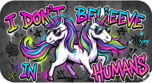 Bluza "Rebel Unicorn" Grey – I DON'T BELIEVE IN HUMANS - nadruk