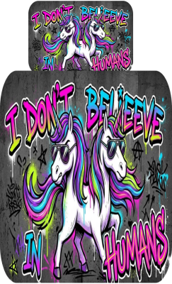 Koszulka Fullprint "Rebel Unicorn" – I DON'T BELIEVE IN HUMANS - nadruk