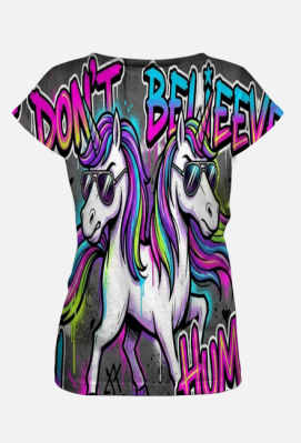 Koszulka Fullprint "Rebel Unicorn" – I DON'T BELIEVE IN HUMANS - DOW BLE - Kolekcja Odkrywcy