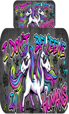 Koszulka Fullprint "Rebel Unicorn" – I DON'T BELIEVE IN HUMANS - nadruk