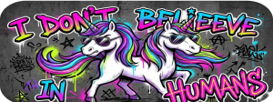 Magiczny Kubek "Rebel Unicorn" – I DON'T BELIEVE IN HUMANS - nadruk