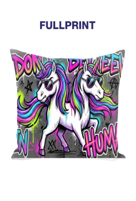 Poduszka Fullprint "Rebel Unicorn" – I DON'T BELIEVE IN HUMANS - DOW BLE - Kolekcja Odkrywcy
