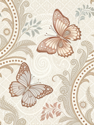 Poduszka Boho Butterfly – Beżowy Dekoracyjny Wzór Vintage do Salonu - nadruk