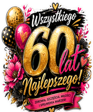 Kubek na 60 urodziny – Wszystkiego najlepszego 60 lat, Złoty nadruk, Prezent - nadruk