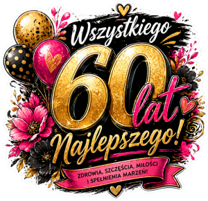 Torba na 60 urodziny – 60 lat, Wszystkiego najlepszego, Torba prezentowa - nadruk