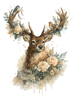 Koszulka Damska – Jeleń Boho Floral Art - nadruk