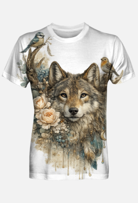Koszulka Męska FullPrint – Wilk Boho Nature Art - Wzoria