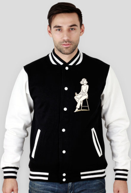 Bluza Męska Varsity Jacket – Otworzyć Ci Puszkę? (Retro College Style) - MariDonna90AI