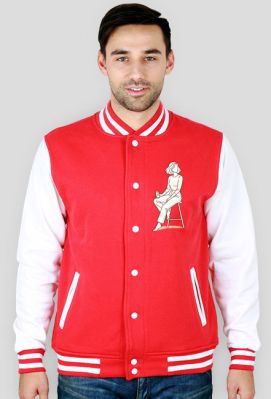 Bluza Męska Varsity Jacket – Otworzyć Ci Puszkę? (Retro College Style) - MariDonna90AI