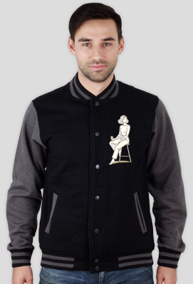 Bluza Męska Varsity Jacket – Otworzyć Ci Puszkę? (Retro College Style) - MariDonna90AI