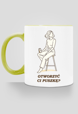 Kubek z Kolorowym Uszkiem – Otworzyć Ci Puszkę? - MariDonna90AI