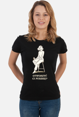 Koszulka Damska – Otworzyć Ci Puszkę? (Modern Line-Art) - MariDonna90AI