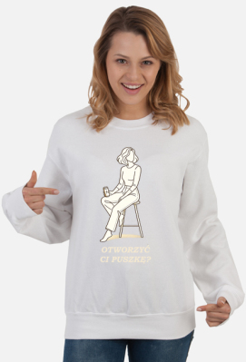 Bluza Damska Klasyczna – Otworzyć Ci Puszkę? (Minimalist Crewneck) - MariDonna90AI
