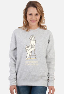 Bluza Damska Klasyczna – Otworzyć Ci Puszkę? (Minimalist Crewneck) - MariDonna90AI