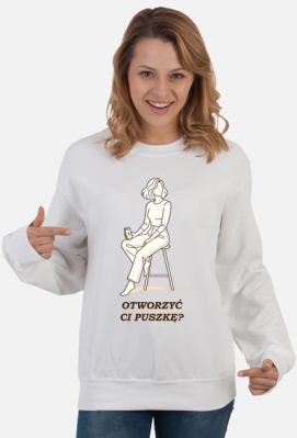 Bluza Damska Klasyczna – Otworzyć Ci Puszkę? (Minimalist Crewneck) - MariDonna90AI