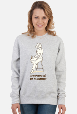 Bluza Damska Klasyczna – Otworzyć Ci Puszkę? (Minimalist Crewneck) - MariDonna90AI