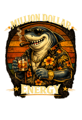 Bluza Męska Million Dollar Energy  Rekin Biznesu Premium Vintage  VintageVibe - nadruk