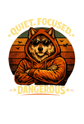Bluza z Kapturem Quiet Focused Dangerous Wilk Premium Vintage Motywacja VintageVibe - nadruk