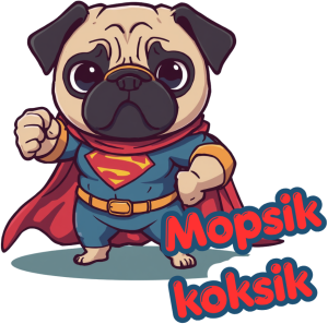 Koszulka z humorystycznym nadrukiem mops. Mopsik koksik. - nadruk