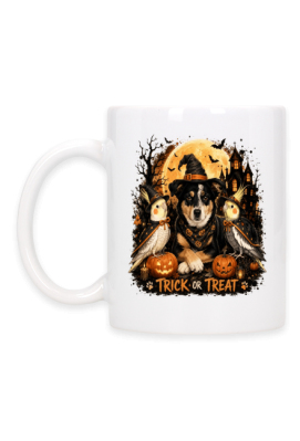 Kubek Halloween Pies i Papugi Nimfy - Trick or Treat Halloweenowy Prezent - CalineczkaStudio
