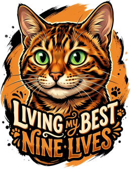 Koszulka z Kotem Living My Best Nine Lives – Prezent dla Kociary
